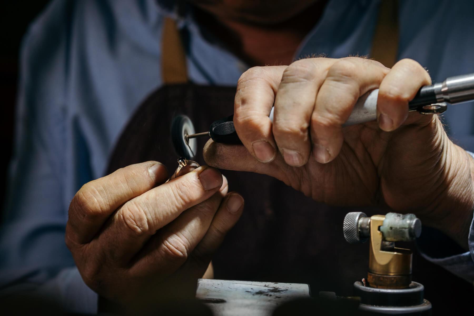 Craftsman handcrafting jewelry