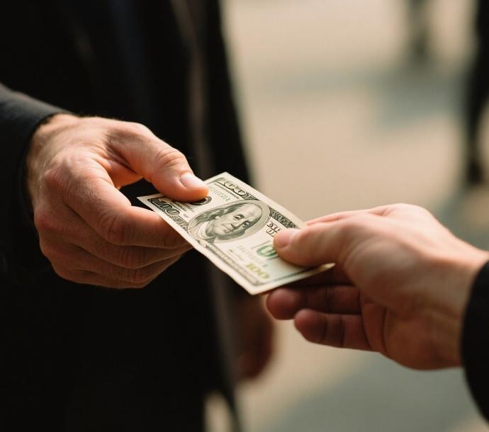 Person standing in a factory with machinery in the background
