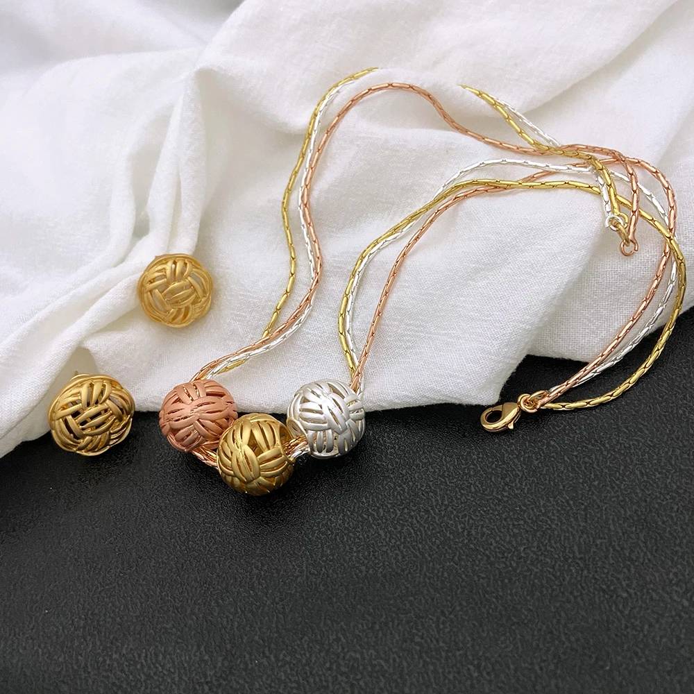 2022 Custom Gold Plated Bridal Jewelry Sets Luxury Jewellery Wedding Earrings Necklace Jewelry Set for Women