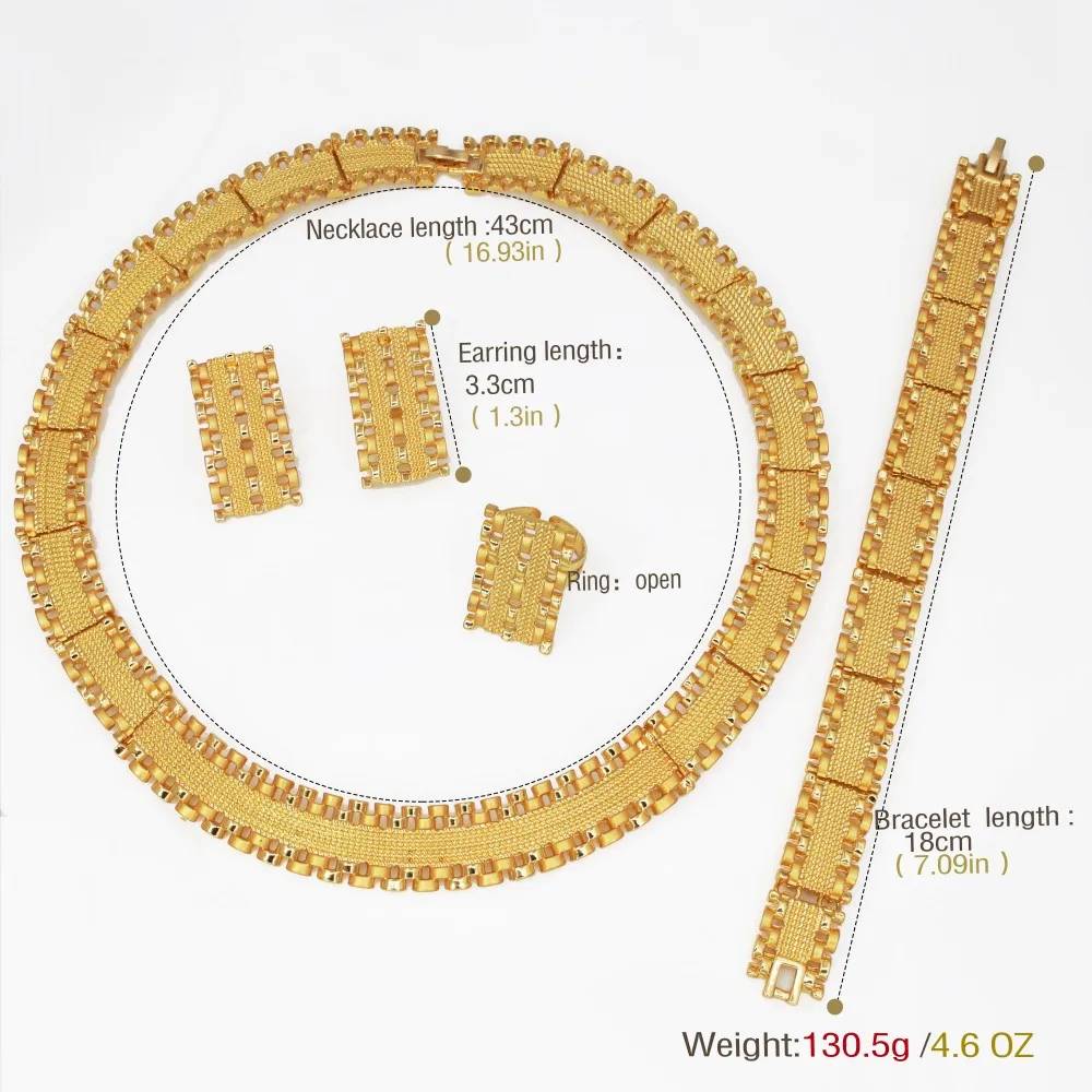 18k Gold Plated High Quality Women Fashion Necklace African Costume Big Chain Jewelry Sets